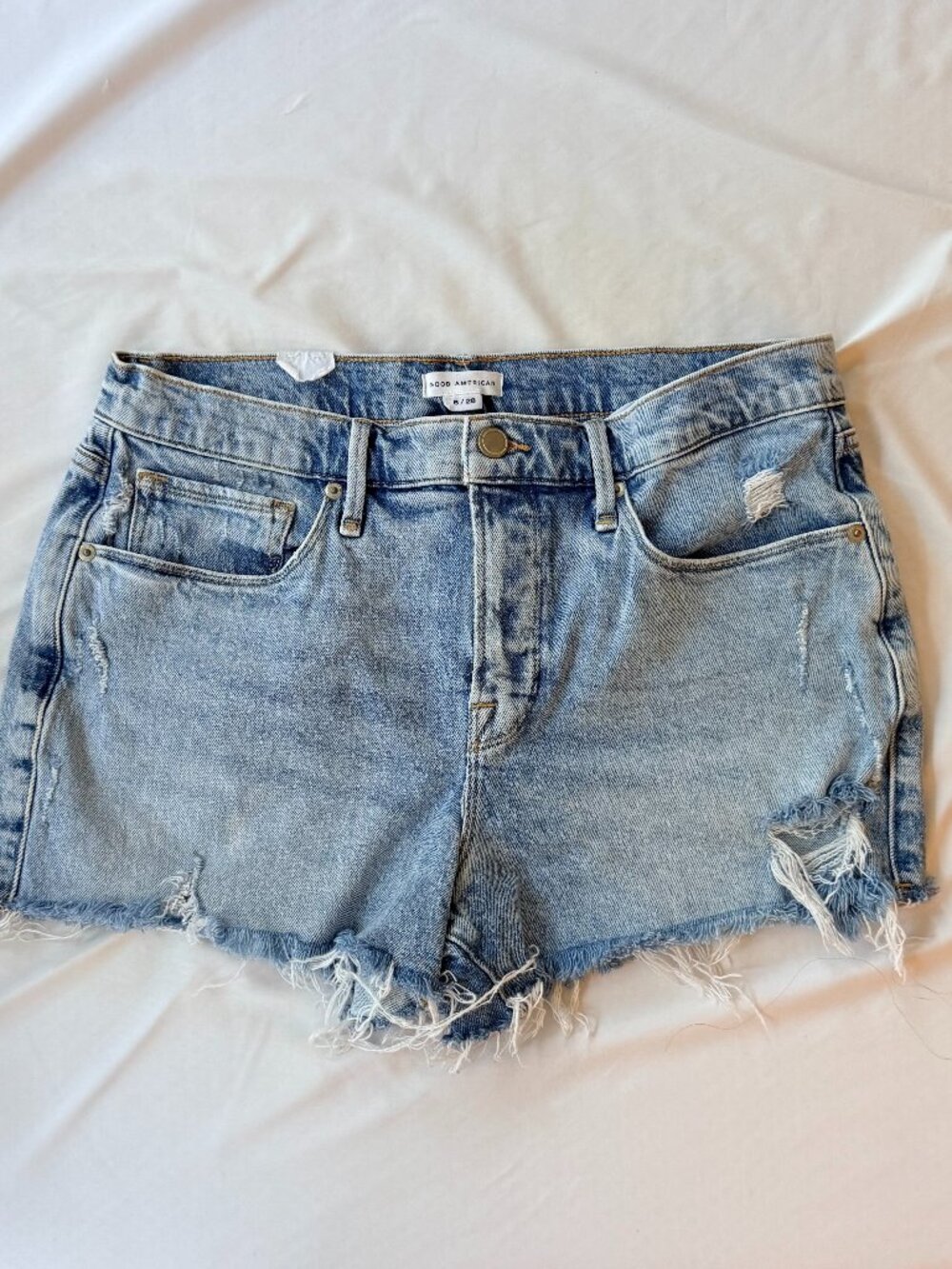 Good American Distressed Denim Cutoff Shorts Size 6/28